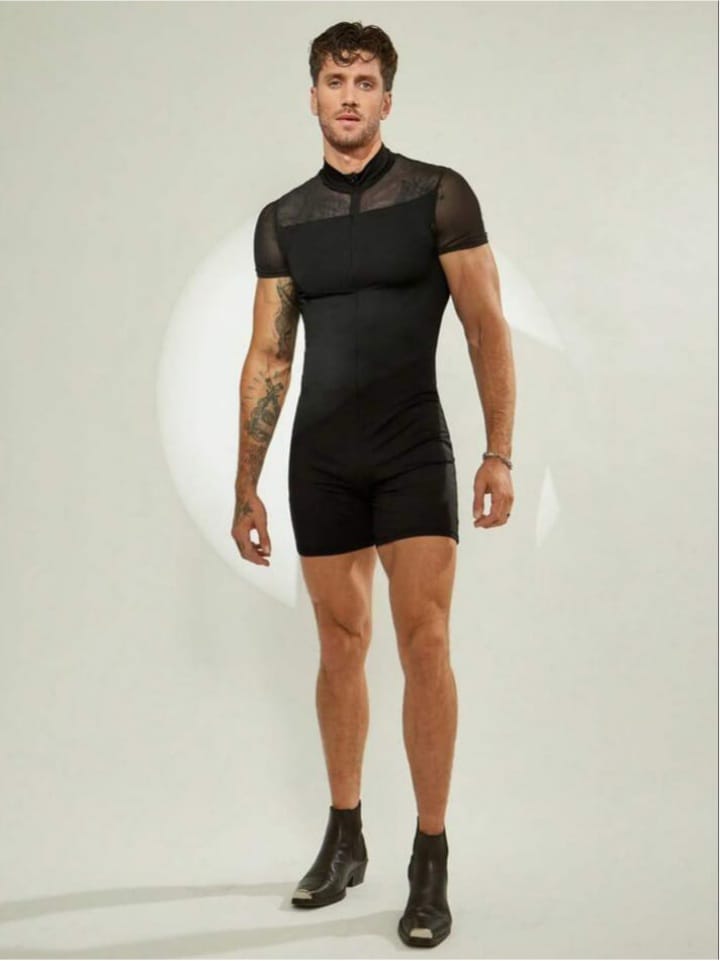 Men's Mesh Men's Patchwork Elastic Romper